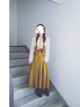 「古着女子」｜「アイテム（ノーカラージャケット）」を使った、Yotchさん（レディース・163cm）の冬コーディネート