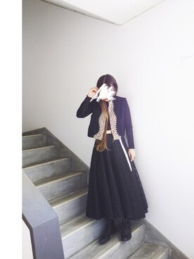 「大人古着」｜「アイテム（スカート）」を使った、Yotchさん（レディース・163cm）の冬コーディネート
