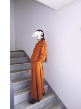 「デザイントップス」｜「アイテム（セットアップ）」を使った、Yotchさん（レディース・163cm）の冬コーディネート