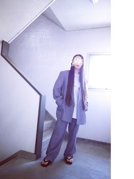 「古着女子」｜「アイテム（セットアップ）」を使った、Yotchさん（レディース・163cm）の春コーディネート