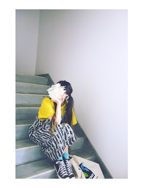 「古着女子」｜「アイテム（ジャンパースカート）」を使った、Yotchさん（レディース・163cm）の夏コーディネート