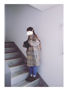 「オーバーサイズコート」｜「アイテム（その他アウター）」を使った、Yotchさん（レディース・163cm）の冬コーディネート