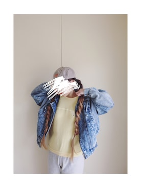 「古着女子」｜「アイテム（デニムジャケット）」を使った、Yotchさん（レディース・163cm）の春コーディネート