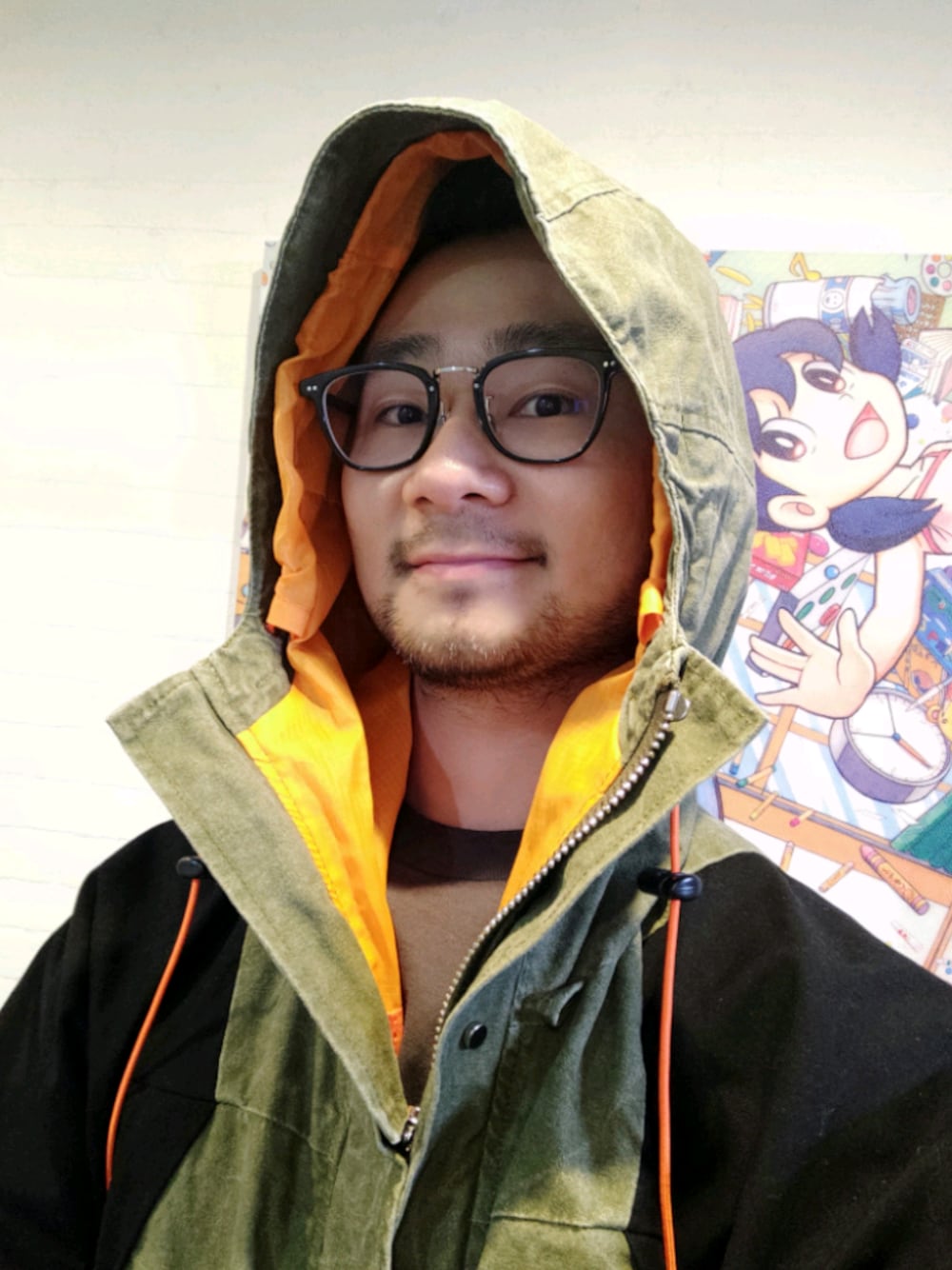 「READYMADEのアイテム（モッズコート、グリーン系）」を使った、喯嘚儿木さん（メンズ・175cm）の春コーディネートの1枚目の写真
