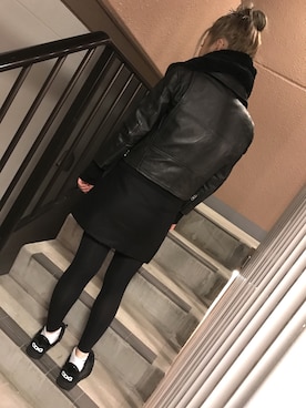 「DETAILS（ディテールズ）のアイテム（ライダースジャケット）」を使った、R̤̈ΙиGσJ⃣A⃣M⃣さん（レディース・151cm）の冬コーディネート