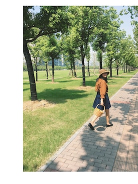 「MUJI Labo（ムジラボ）のアイテム（キャップ）」を使った、井小枫さん（レディース・165cm）の冬コーディネート