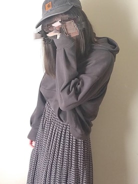 「ダークグレー」｜「アイテム（キャップ）」を使った、ぱ　せ　りさん（レディース・157cm）の冬コーディネート