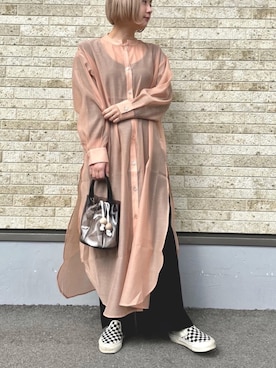 「アーバンリサーチ」｜「アイテム（シャツワンピース）」を使った、hazukiさん（レディース・155cm）の春コーディネート