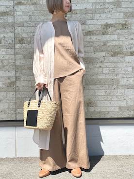 「アーバンリサーチ」｜「アイテム（シャツワンピース）」を使った、hazukiさん（レディース・155cm）の春コーディネート
