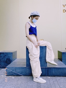 「45R（フォーティファイブアール）のアイテム（ハンチング/ベレー帽）」を使った、Sherbie Wongさん（レディース・157cm）の夏コーディネート