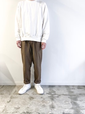 「Graphpaper（グラフペーパー）のアイテム（カーゴパンツ）」を使った、ぶんぶんさん（メンズ・174cm）の春コーディネート
