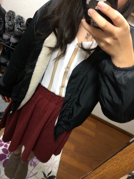 「PAGEBOY（ページボーイ）のストライプ袖リボンブラウス（シャツ/ブラウス）」を使った、るんちゃんさん（レディース・157cm）の秋コーディネート