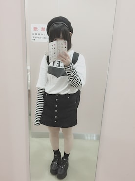 「HELL CAT PUNKS（ヘルキャットパンクス）のアイテム（帽子）」を使った、しお😈さん（レディース・156cm）の春コーディネート