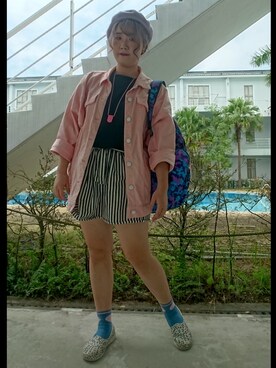 「Chica（チカ）のアイテム」を使った、Kamin Linさん（レディース・163cm）の春コーディネート
