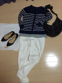 KOBE LETTUCE | 紺ボーダーカーデ(カーディガン/ボレロ)