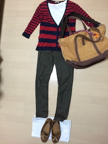 Te chichi | 赤紺ボーダーカーディガン(カーディガン/ボレロ)