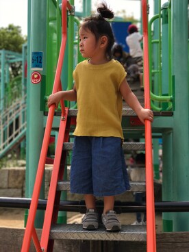 「マスタードイエロー」｜Ramさん（キッズ・100cm）の秋コーディネート