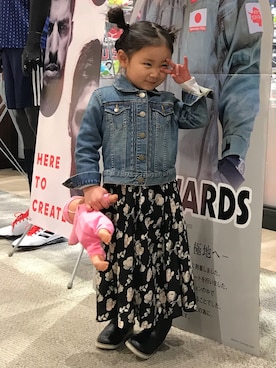 「アイテム（シャツワンピース）」を使った、Ramさん（キッズ・100cm）の冬コーディネート