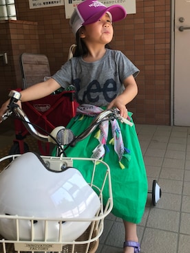 「Lee（リー）のアイテム（Tシャツ/カットソー）」を使った、Ramさん（キッズ・100cm）の春コーディネート