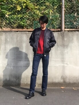 「リバーシブル」｜「アイテム（ナイロンジャケット）」を使った、Yujinさん（メンズ・170cm）の秋コーディネート