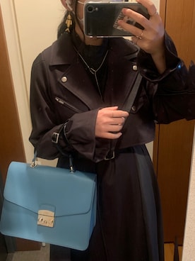 「AMERI」｜「アイテム（トレンチコート）」を使った、momoka.さん（レディース・148cm）の秋コーディネート