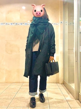 「BAD（バッド）のアイテム（ジャケット/アウター）」を使った、酢豚さん（レディース・158cm）の冬コーディネート