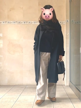 「HELIOPOLE（エリオポール）のアイテム（ステンカラーコート）」を使った、酢豚さん（レディース・158cm）の冬コーディネート