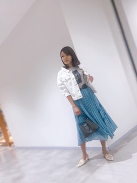 「春めきシューズ」｜「アイテム（デニムジャケット）」を使った、yamaokaさん（レディース・166cm）の春コーディネート