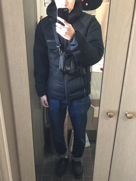 「Columbia（コロンビア）のアイテム（ジャケット/アウター、ブラック系）」を使った、ほりさん（メンズ・166cm）の冬コーディネート