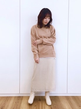 「アパートバイローリーズ」｜「アイテム（スウェット）」を使った、kahoさん（レディース・156cm）の冬コーディネート