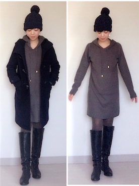 「マニッシュスタイル」｜「アイテム（ダッフルコート）」を使った、光愛(MIA)さん（レディース・159cm）の冬コーディネート