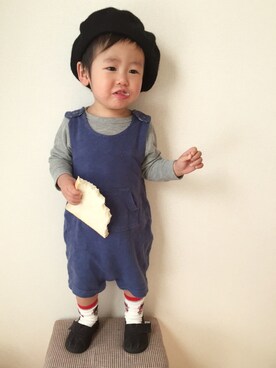 「babygap」｜「アイテム（ハンチング/ベレー帽）」を使った、y u z u さん（キッズ・80cm）の冬コーディネート