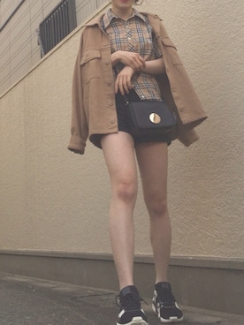 「バーバリー」｜「アイテム（ミリタリージャケット）」を使った、hinakoさん（レディース・152cm）の春コーディネート