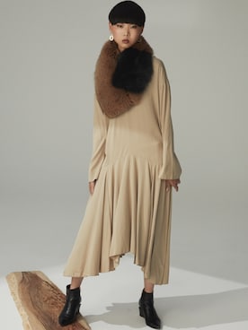 「アイテム（ワンピース/ドレス、ベージュ系）」を使った、CIROIさん（レディース・170cm）の秋コーディネート