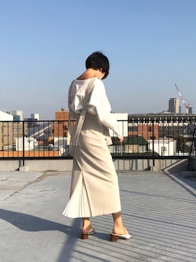 「プリーツ」｜CIROIさん（レディース・163cm）の春コーディネート