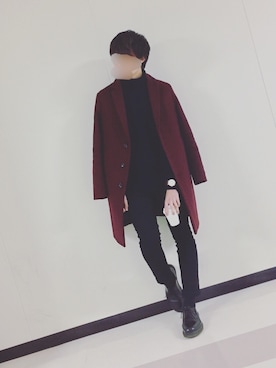 「GU（ジーユー）の（GU）スキニーフィットジーンズ（MEN ⁄ ジーンズ）」を使った、みんみんさん（メンズ・173cm）の冬コーディネート