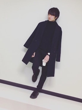 「GU（ジーユー）の（GU）スキニーフィットジーンズ（MEN ⁄ ジーンズ）」を使った、みんみんさん（メンズ・173cm）の冬コーディネート