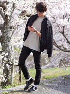 「アイテム（ブルゾン）」を使った、みんみんさん（メンズ・173cm・10代）の春コーディネート