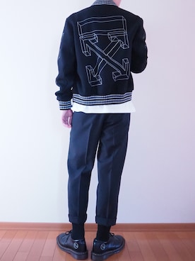 「off white」｜「アイテム（ブルゾン）」を使った、Right-on  よしきさん（メンズ・175cm）の春コーディネート