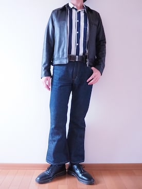 「BACK NUMBER（バックナンバー）のアイテム（ライダースジャケット）」を使った、Right-on  よしきさん（メンズ・175cm）の春コーディネート