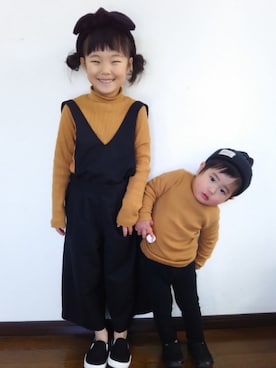 「GLOBAL WORK（グローバルワーク）のアイテム（オールインワン・サロペット）」を使った、yuuu_soooさん（キッズ・110cm）の冬コーディネート