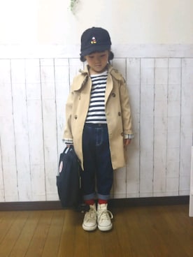 「petit main」｜「アイテム（トレンチコート）」を使った、yuuu_soooさん（キッズ・110cm）の春コーディネート