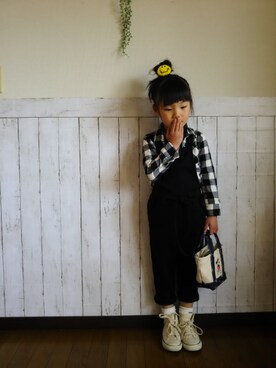 「ニコちゃん」｜「アイテム（オールインワン・サロペット）」を使った、yuuu_soooさん（キッズ・110cm）の春コーディネート