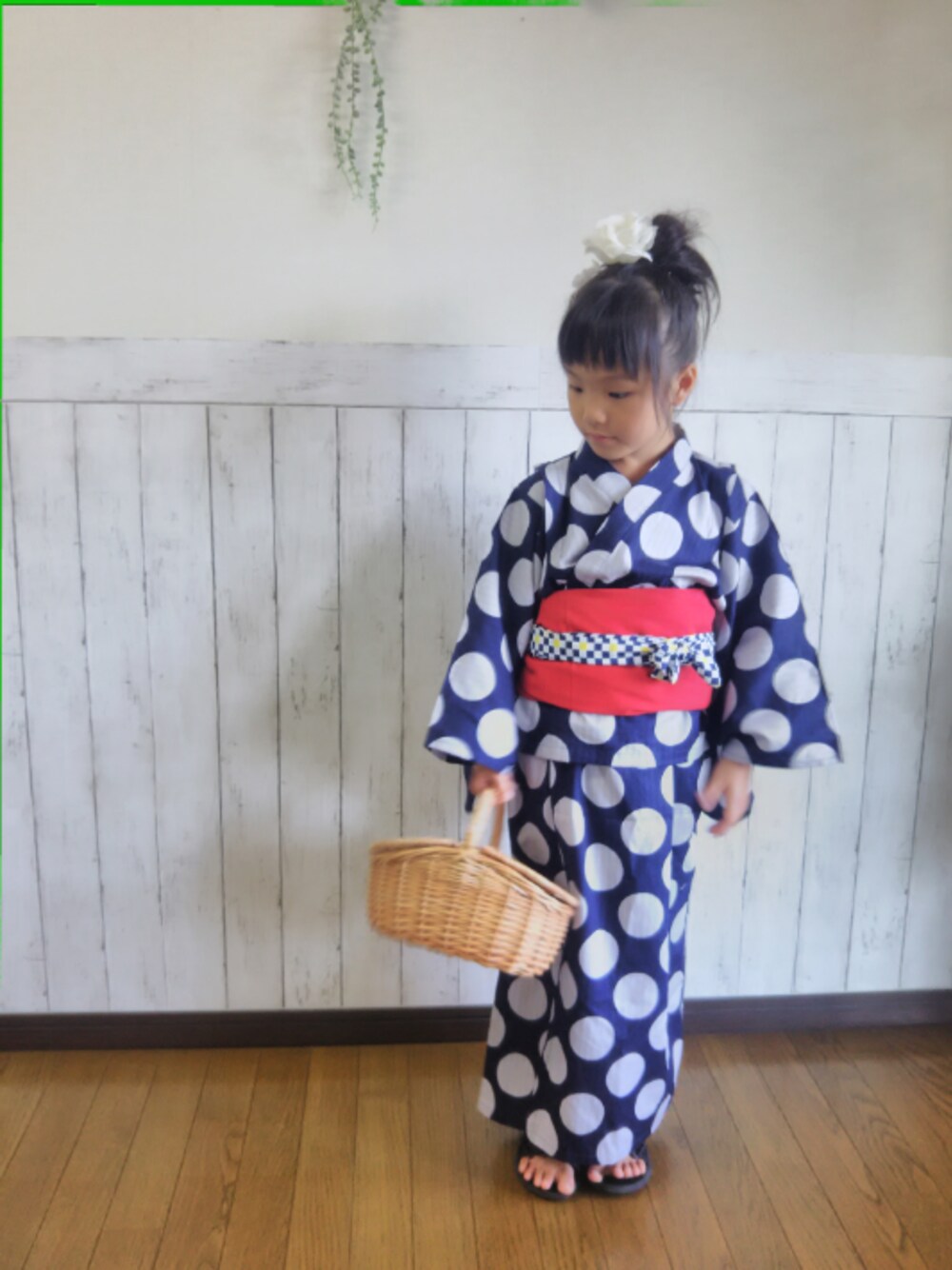 「夏休み、夏コーデ、浴衣、浴衣女子、アプレレクール、apres les cours、キッズコーデ、女の子」｜「apres les coursの女の子ドット柄浴衣セット（浴衣、ブルー系）」を使った、yuuu_soooさん（キッズ・110cm）の夏コーディネートの1枚目の写真