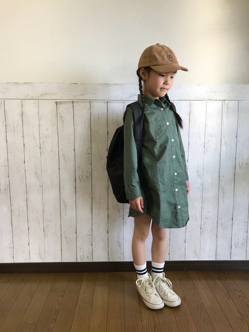 Uniqlo ユニクロ のシャツワンピースを使ったキッズ人気ファッションコーディネート Sciaky