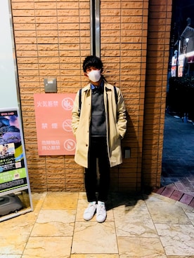 「GAP（ギャップ）のアイテム（チェスターコート）」を使った、yamamaさん（メンズ・169cm）の春コーディネート