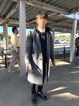 「DIESEL（ディーゼル）のアイテム（チェスターコート）」を使った、yamamaさん（メンズ・169cm）の冬コーディネート