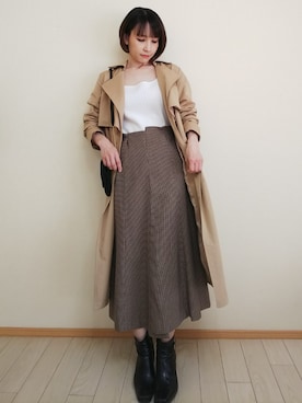 「COCO DEAL（ココディール）のアイテム（トレンチコート）」を使った、37℃さん（レディース・153cm）の秋コーディネート