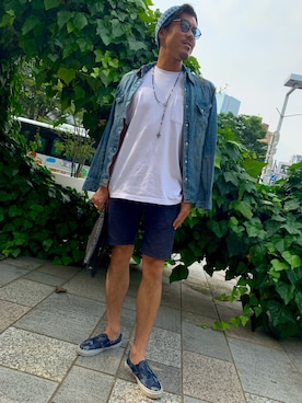 「ニットキャップ」｜「アイテム（スリッポン）」を使った、Kouichi Otakeさん（メンズ・177cm）の夏コーディネート