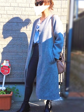 「allureville（アルアバイル）のアイテム（チェスターコート）」を使った、ももこさん（レディース・155cm）の冬コーディネート